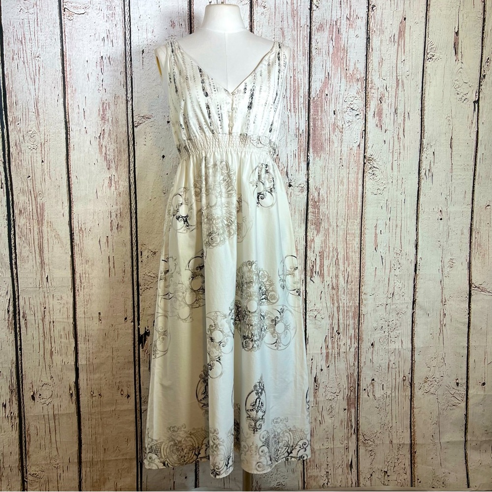 Calvin Klein Jeans Fit & Flare Cotton Ornate Graphic Dress Size Medium EUC